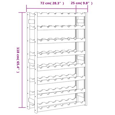 vidaXL veiniriiul 56 pudelile, pruun, männipuit