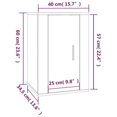 vidaXL seinale kinnitatav telerikapp, hall Sonoma, 40x34,5x60 cm