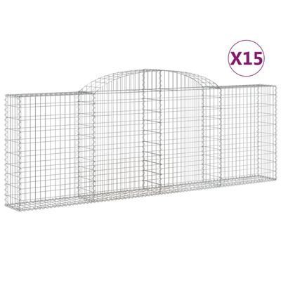 vidaXL kaarekujulised gabioonkorvid 15 tk, 300x30x100/120 cm, raud