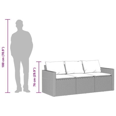 vidaXL 2-osaline aiamööbli komplekt patjadega, hall, polürotang