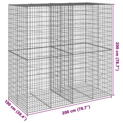 vidaXL kaanega gabioonkorv, 200 x 100 x 200 cm, tsingitud raud