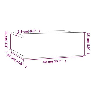 vidaXL kinnitatavad öökapid 2 tk hall Sonoma, 40x30x15 cm tehispuit