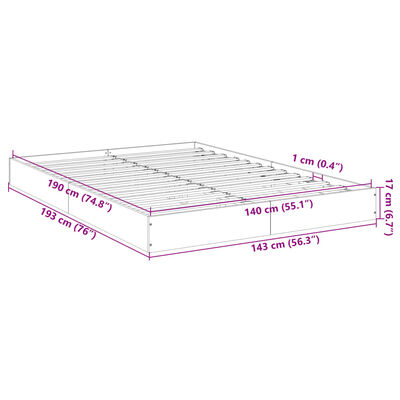 vidaXL voodiraam, suitsutatud tamm, 140x190cm, tehispuit