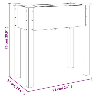 vidaXL voodriga taimelava ratastega, 71 x 37 x 80 cm, nulupuit