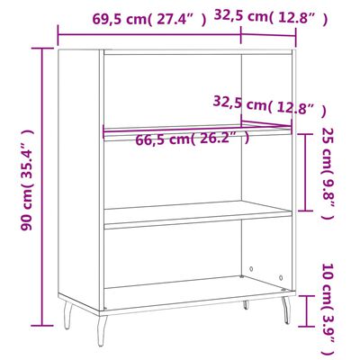 vidaXL kapp-riiul, valge, 69,5 x 32,5 x 90 cm, tehispuit