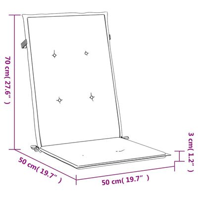 vidaXL kõrge seljatoega toolipadjad 2 tk, sinine, 120x50x3 cm, kangas