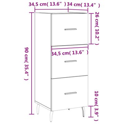 vidaXL puhvetkapp, suitsutatud tamm, 34,5 x 34 x 90 cm, tehispuit