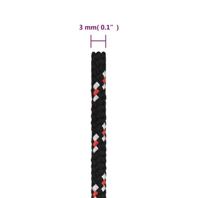 vidaXL paadiköis, must, 3 mm, 25 m, polüpropüleen