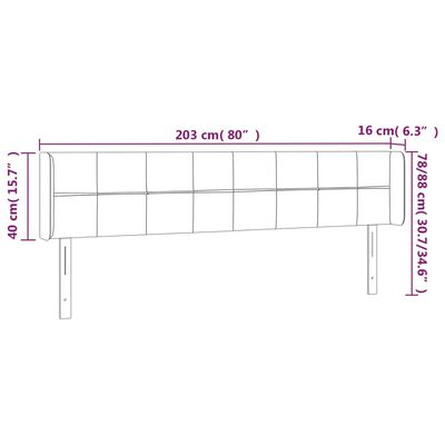 vidaXL voodipeats servadega, tumeroheline, 203x16x78/88 cm, samet