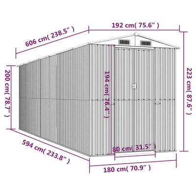 vidaXL aiakuur, tumepruun, 192x606x223 cm, tsingitud teras