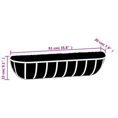 vidaXL seina taimekastid 2 tk, kookosvoodriga, must, 91x20x23 cm teras