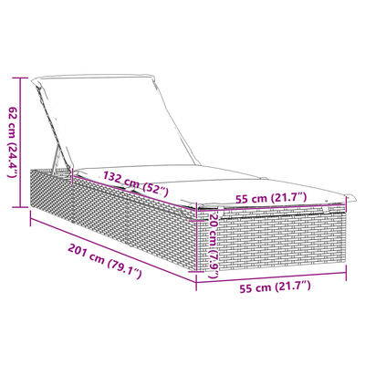 vidaXL 1 tk päevitusvoodi lauaga, 2 tk, hall, polürotang