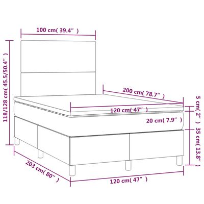 vidaXL kontinentaalvoodi madratsiga, must, 120x200 cm, samet