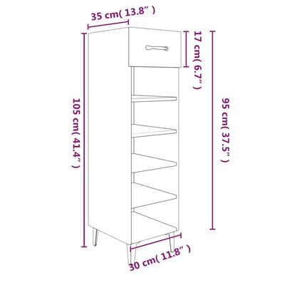 vidaXL kingakapp, suitsutatud tamm, 30 x 35 x 105 cm, tehispuit