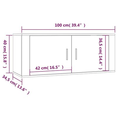 vidaXL seina telerikapid, 3 tk, kõrgläikega valge, 100x34,5x40 cm