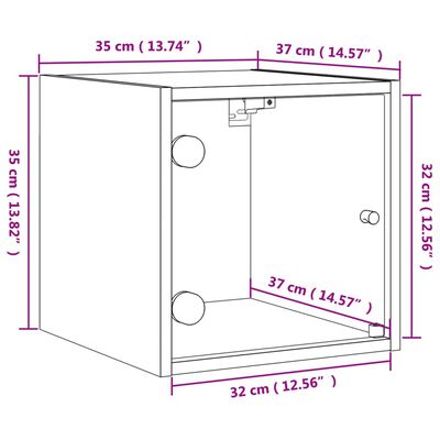 vidaXL klaasuksega öökapid 2 tk, suitsutatud tamm, 35 x 37 x 35 cm