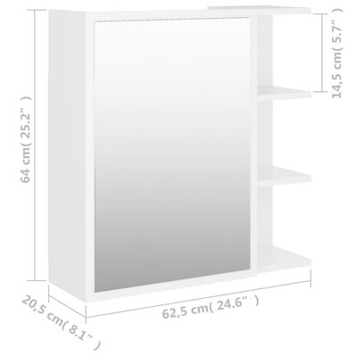 vidaXL vannitoa peeglikapp valge 62,5x20,5x64 cm tehispuit
