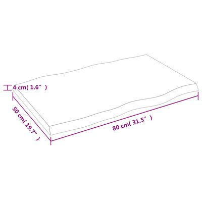 vidaXL lauaplaat, helepruun, 80 x 50 x (2-4) cm, töödeldud täispuit