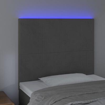 vidaXL LED-voodipeats, tumehall, 100x5x118/128 cm, samet