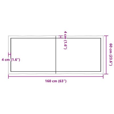 vidaXL lauaplaat, helepruun, 160 x 60 x (2-6) cm, töödeldud täispuit