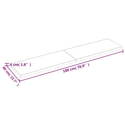 vidaXL vannitoa tasapind, helepruun, 180 x 40 x (2-4) cm, täispuit