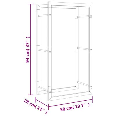 vidaXL küttepuude rest, 50x28x94 cm, roostevaba teras