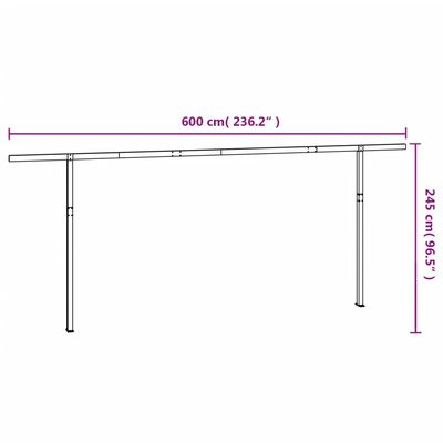 vidaXL varikatuse postide komplekt, valge, 600 x 245 cm, raud