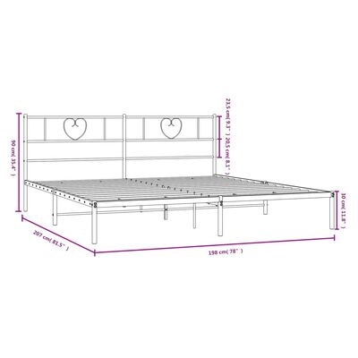 vidaXL metallist voodiraam peatsiga, must, 193x203 cm