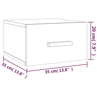 vidaXL seinale kinnitatavad öökapid 2 tk, hall Sonoma tamm, 35x35x20cm