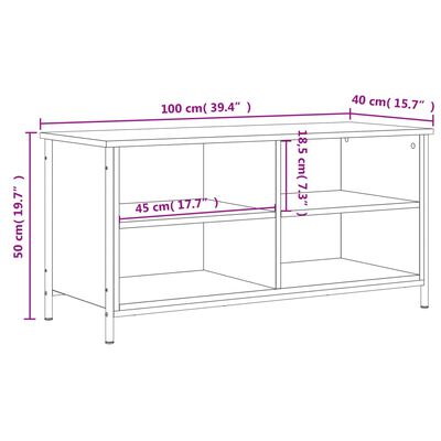 vidaXL telerikapp, Sonoma tamm, 100x40x50 cm, tehispuit