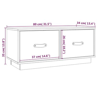 vidaXL telerikapp, must, 80 x 34 x 35 cm, männipuit