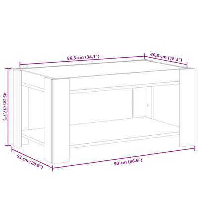 vidaXL kohvilaud LEDiga, must, 93x53x45 cm, tehispuit