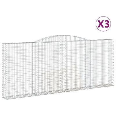 vidaXL kaarekujulised gabioonkorvid 3 tk, 400x30x160/180 cm, raud