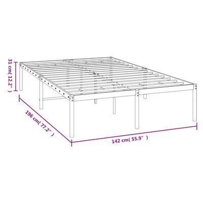 vidaXL metallist voodiraam, must, 135x190 cm