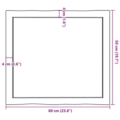 vidaXL lauaplaat, tumepruun, 60 x 50 x (2-4) cm, töödeldud täispuit