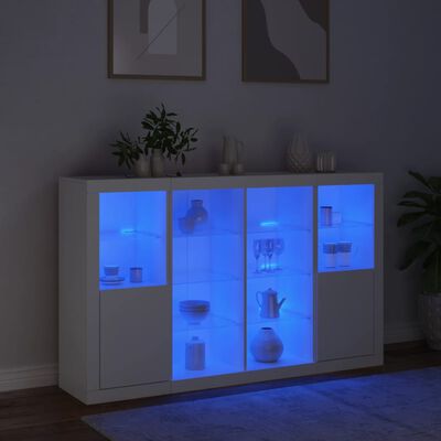 vidaXL puhvetkapid LED-tuledega 3 tk, valge, tehispuit