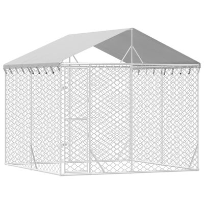 vidaXL katusega koeraaedik, hõbedane, 3x3x2,5 m, tsingitud teras