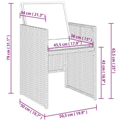 vidaXL 9-osaline aiamööbli komplekt patjadega, hall, polürotang