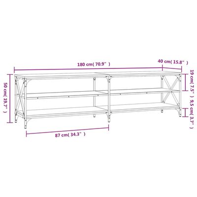 vidaXL telerikapp, hall Sonoma tamm, 180 x 40 x 50 cm, tehispuit