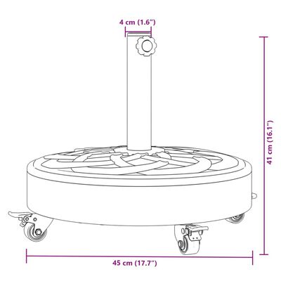 vidaXL ratastega päikesevarju alus, Ø38/48 mm postile, 27 kg ümmargune