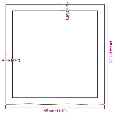 vidaXL vannitoa töötasapind, helepruun, 60 x60 x (2-6) cm, täispuit