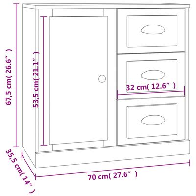 vidaXL puhvetkapp, valge, 70 x 35,5 x 67,5 cm, tehispuit