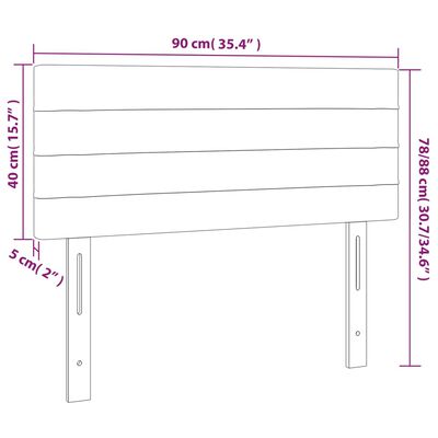 vidaXL voodipeats, helehall, 90x5x78/88 cm, samet