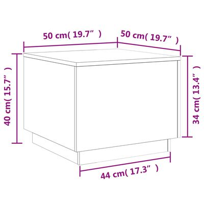 vidaXL kohvilaud LED-tuledega, pruun tamm, 50 x 50 x 40 cm