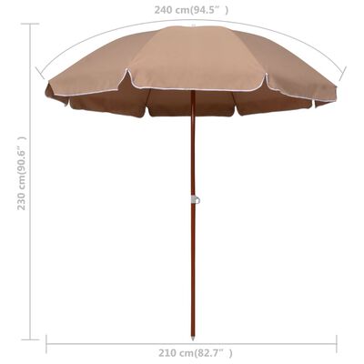 vidaXL aia päikesevari, teraspostiga, 240 cm, pruunikashall