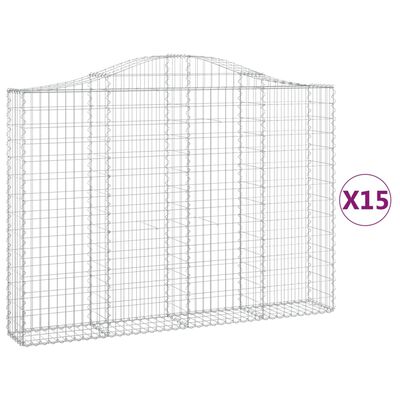 vidaXL kaarekujulised gabioonkorvid 15 tk, 200x30x140/160 cm, raud