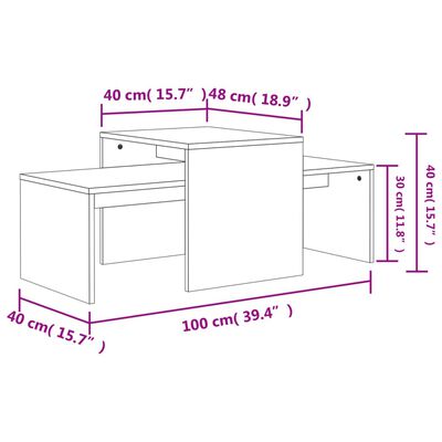 vidaXL kohvilaudade komplekt, betoonhall, 100x48x40 cm tehispuit