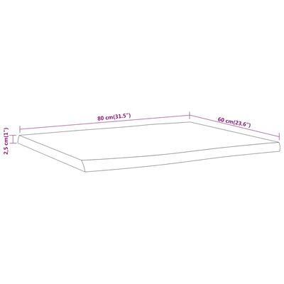 vidaXL lauaplaat 80x60x2,5 cm ristkülik akaatsia naturaalne serv