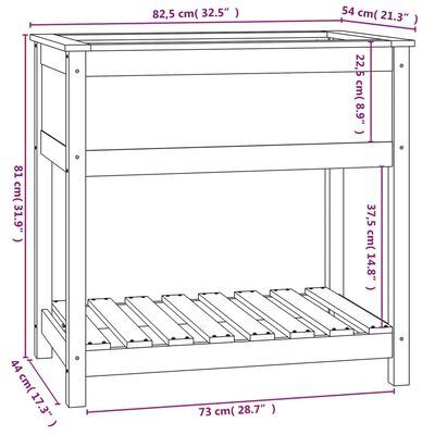 vidaXL riiuliga taimekast, must, 82,5x54x81 cm, männipuit