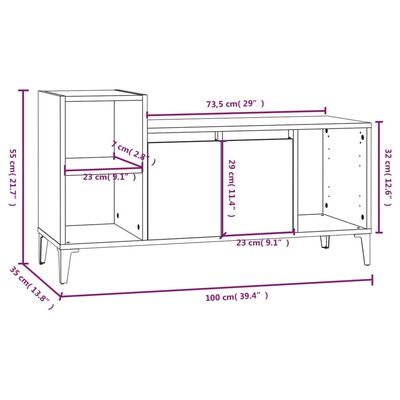 vidaXL telerikapp, hall Sonoma, 100 x 35 x 55 cm, tehispuit